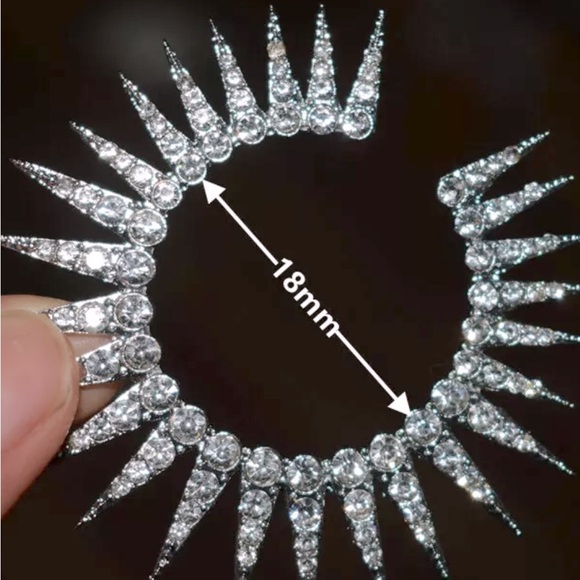 Beautiful New Sterling Silver White Sapphire Hoops - Picture 5 of 5